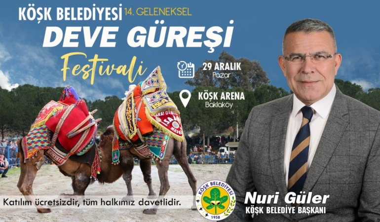 Köşk Belediyesinin Düzenlediği 14.Geleneksel Deve Güreşleri 29 Aralıkta Yapılacak